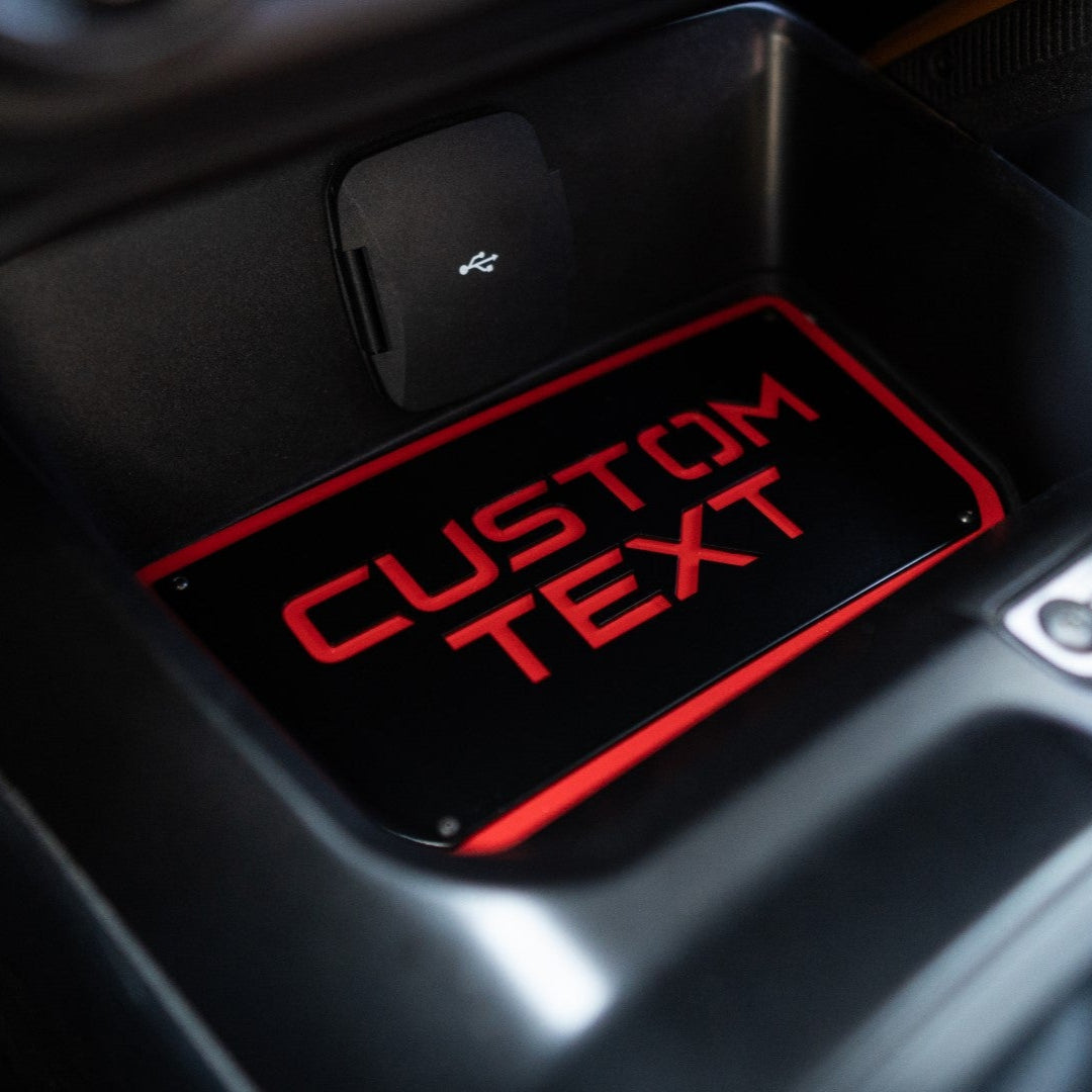 Custom Text Front Console Emblem - Powder Coated Aluminum - Fully Customizable