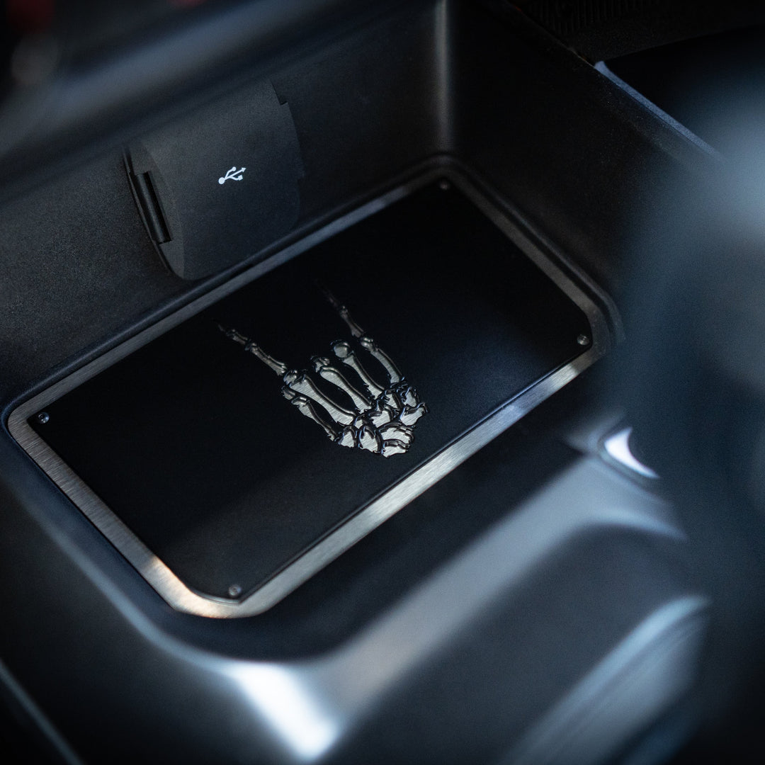 Skeleton Rock On Front Console Emblem - Powder Coated Aluminum - Fully Customizable