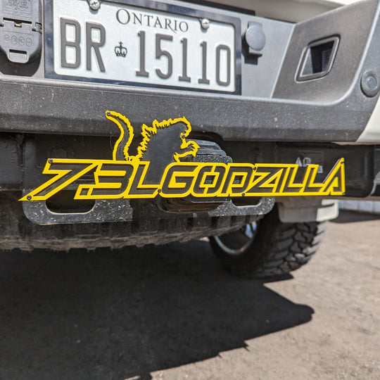 7.3L Godzilla Hitch Cover - Powder Coated Aluminum - Fully Customizable