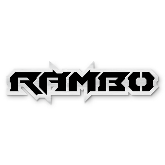 Emblème de texte Rambo personnalisé - Aluminium avec revêtement en poudre - Choisissez vos couleurs