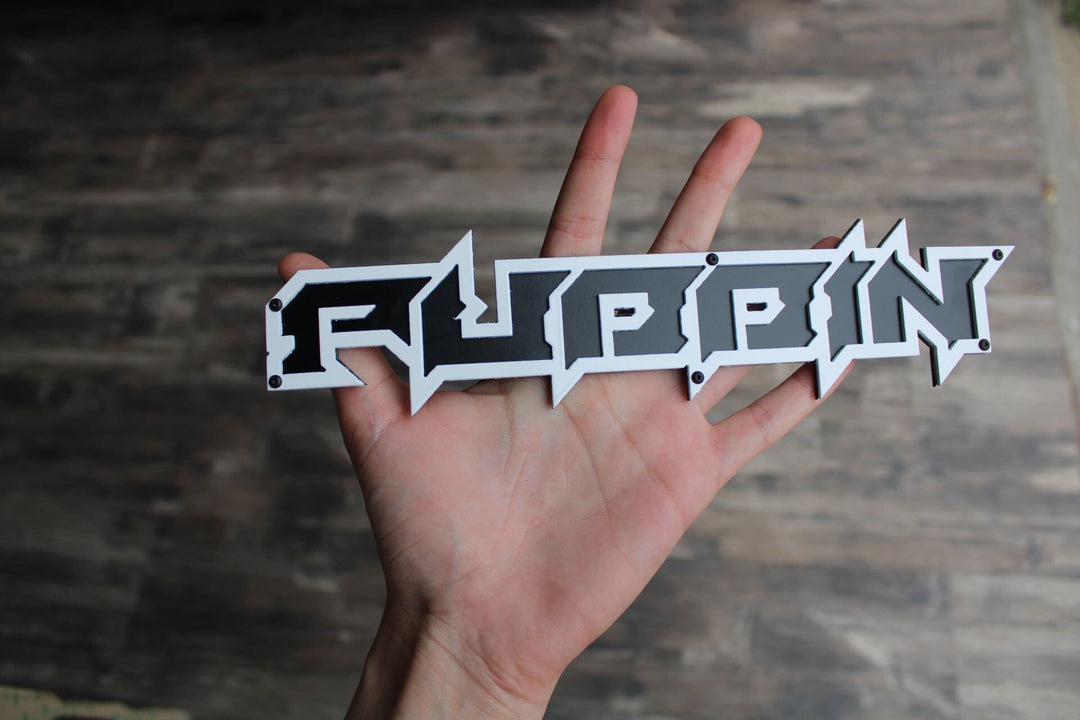 Custom Text Emblem - Aggressive Font - Solid Powder Coated Billet Aluminum