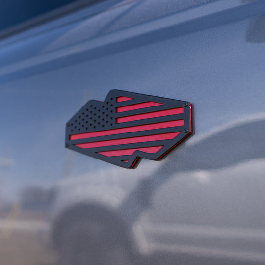 American Flag Bronco® Emblem (Pair) - Powder Coated Aluminum - Fully Customizable - Fits Bronco® Wildtrak®