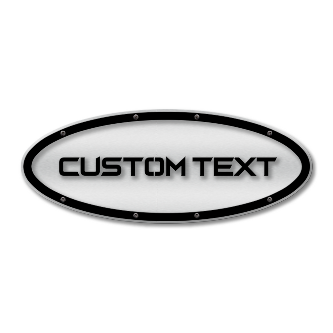 Custom Text Oval Replacement - Sharp - Fits Multiple Ford® Trucks - Fully Customizable Colors