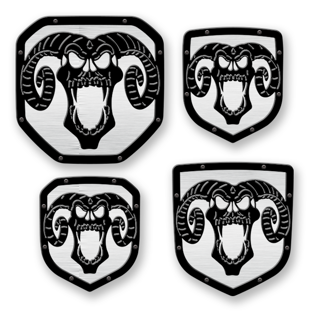 Custom Skull Shield Emblem - RAM® Trucks, Grille or Tailgate - Fits Multiple Models and Years