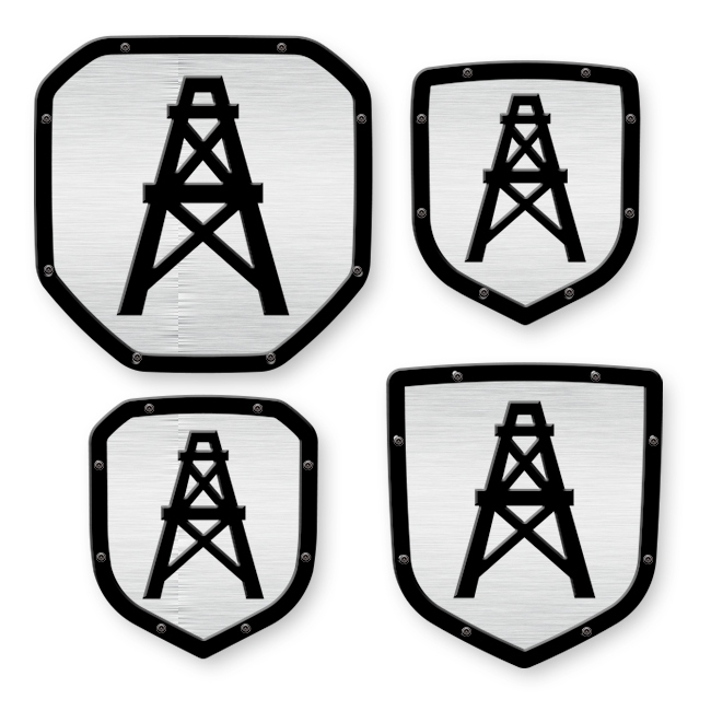 Emblème de bouclier de plate-forme pétrolière - Camions RAM®, calandre ou hayon - Compatible avec plusieurs modèles et années