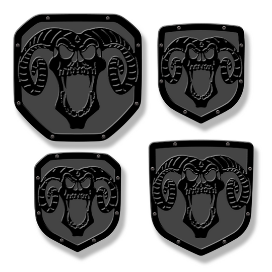 Custom Skull Shield Emblem - RAM® Trucks, Grille or Tailgate - Fits Multiple Models and Years