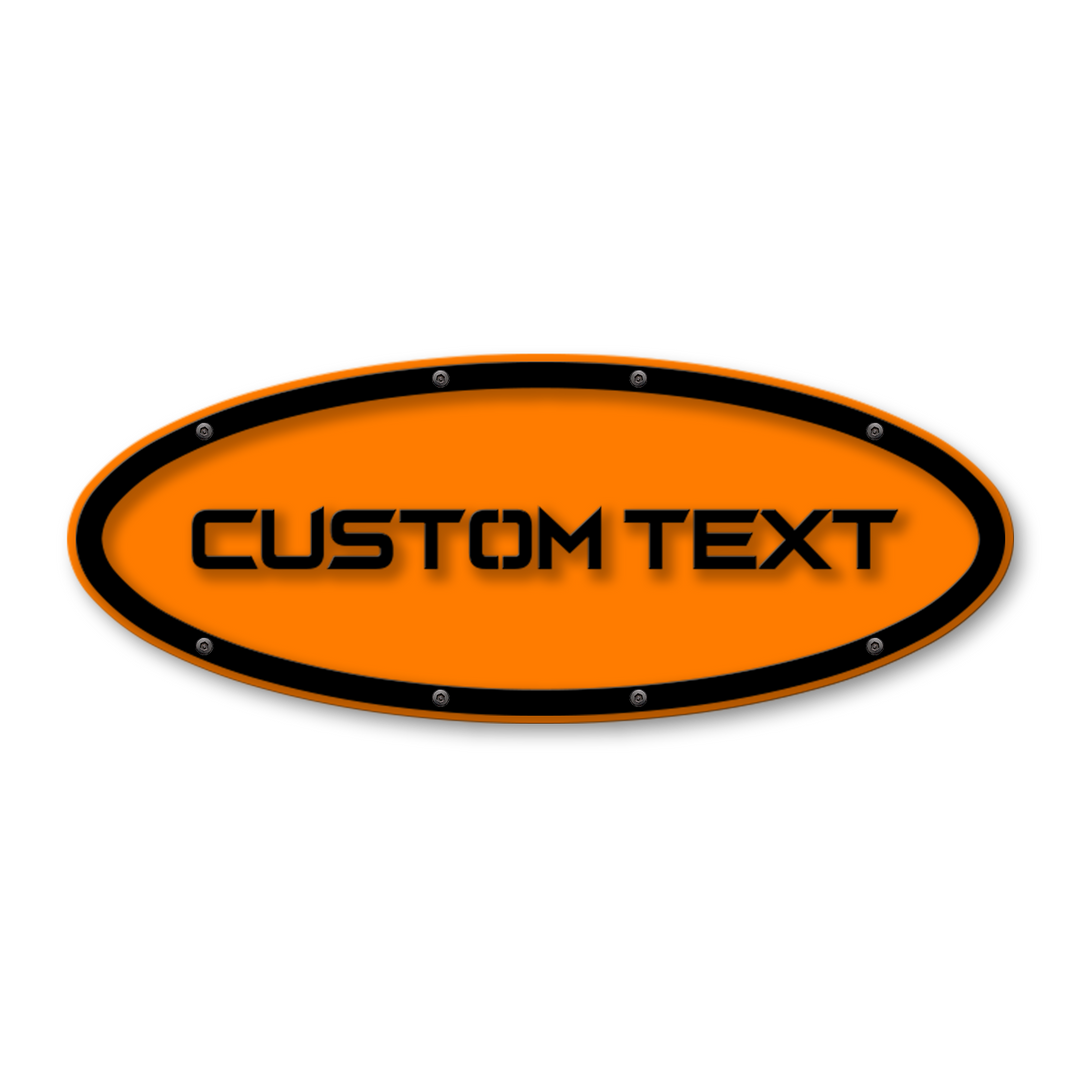 Custom Text Oval Replacement - Sharp - Fits Multiple Ford® Trucks - Fully Customizable Colors