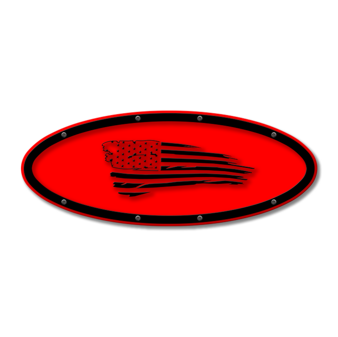 Tattered Flag Oval Replacement - Fits Multiple Ford® Trucks - Fully Customizable Colors