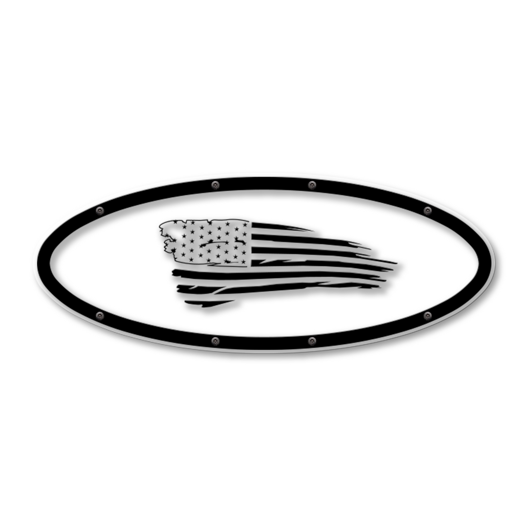 Tattered Flag Oval Replacement - Fits Multiple Ford® Trucks - Fully Customizable Colors