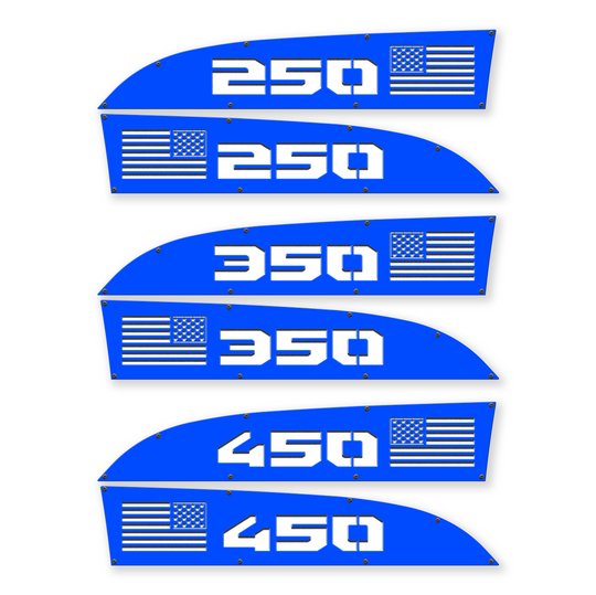 American Flag 250, 350, or 450 11-16 Ford® Super Duty® Fender Badge Replacements - Fully Customizable, LED and Non-LED