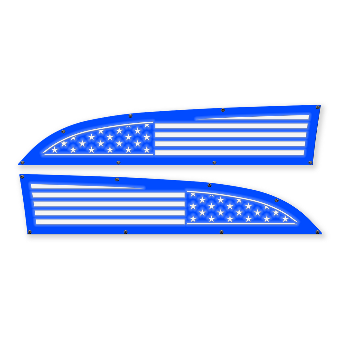 Full American Flag 11-16 Ford® Super Duty® Fender Badge Replacements - Fully Customizable, LED and Non-LED