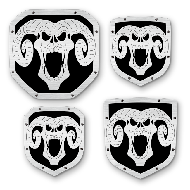 Custom Skull Shield Emblem - RAM® Trucks, Grille or Tailgate - Fits Multiple Models and Years