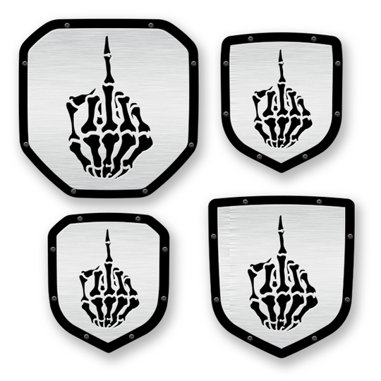 Skeleton Middle Finger Shield Emblem - RAM® Trucks, Grille or Tailgate - Fits Multiple Models and Years