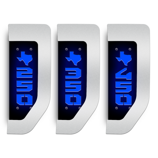 Texas State 2017-2022 Ford® Super Duty® Fender Badge Replacement Set - Fully Customizable - LED and Non-LED