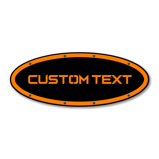 Custom Text Oval Replacement - Sharp - Fits Multiple Ford® Trucks - Fully Customizable Colors