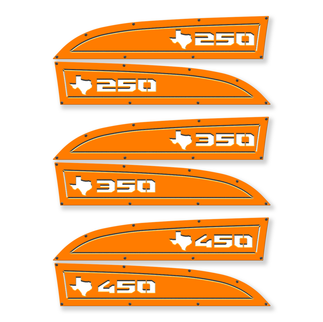 Texas 250, 350 or 450 11-16 Ford® Super Duty® Fender Badge Replacements - Fully Customizable, LED and Non-LED