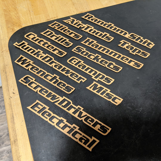 Custom Toolbox Drawer Emblems - Choose 5 - Grain Pattern