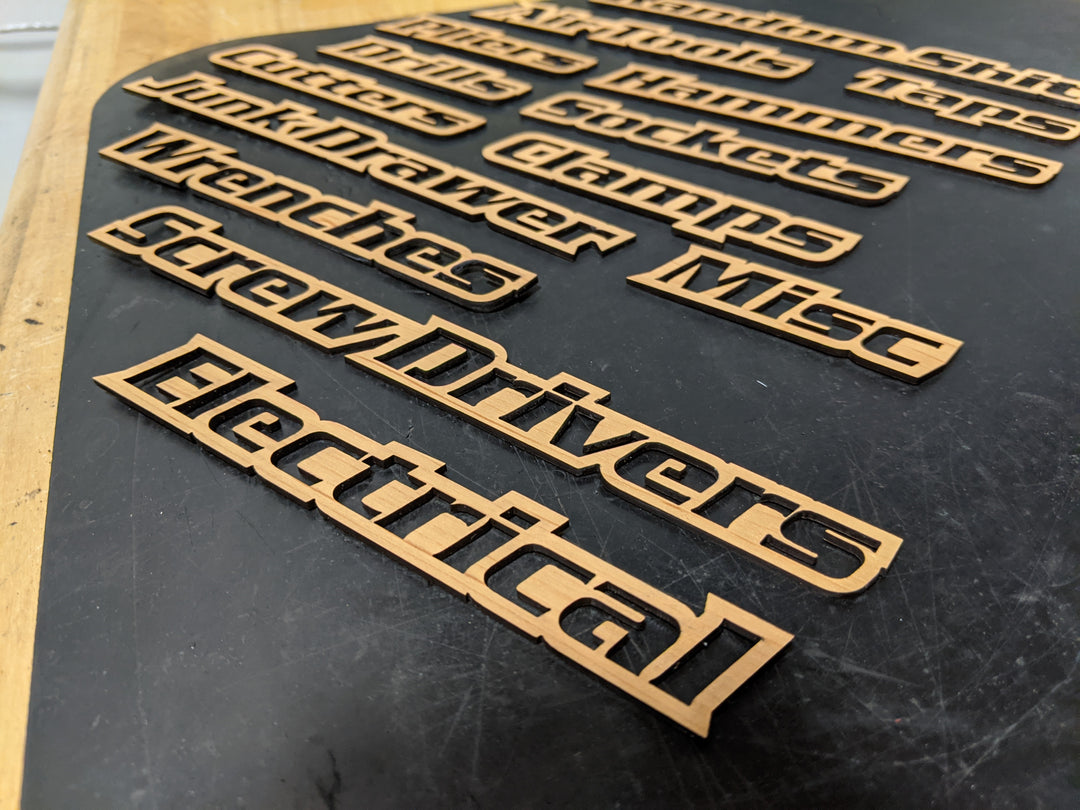 Custom Toolbox Drawer Emblems - Choose 5 - Grain Pattern