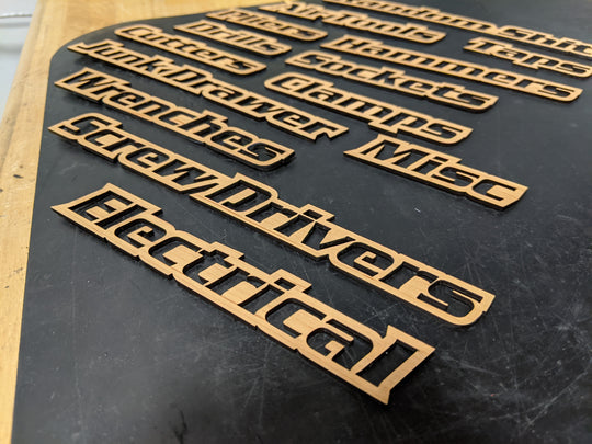 Custom Toolbox Drawer Emblems - Choose 5 - Grain Pattern