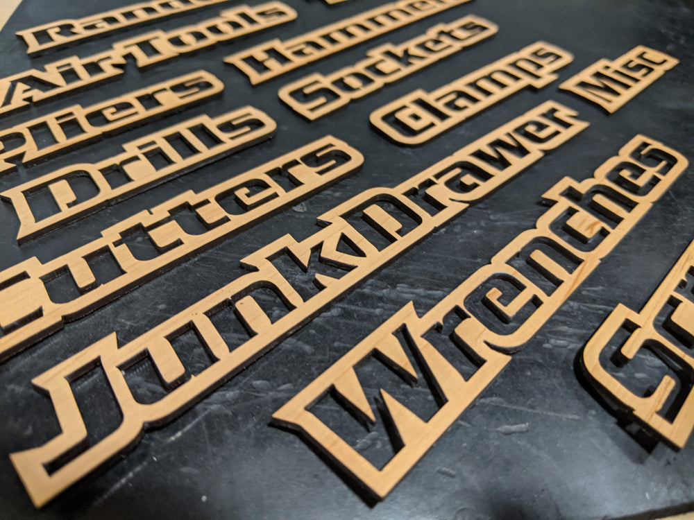 Custom Toolbox Drawer Emblems - CUSTOM 5 - Type Your Own - Grain Pattern