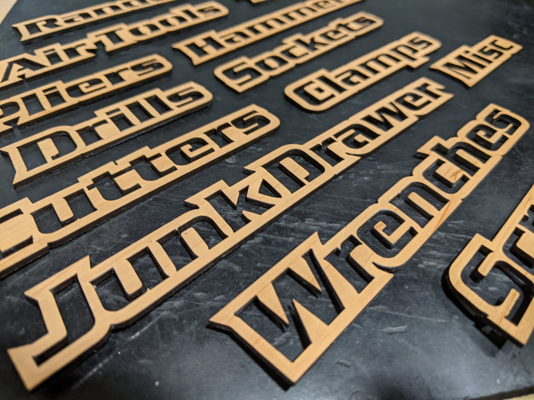 Custom Toolbox Drawer Emblems - Choose 5 - Grain Pattern