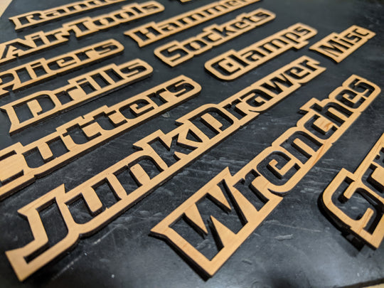 Custom Toolbox Drawer Emblems - Choose 5 - Grain Pattern