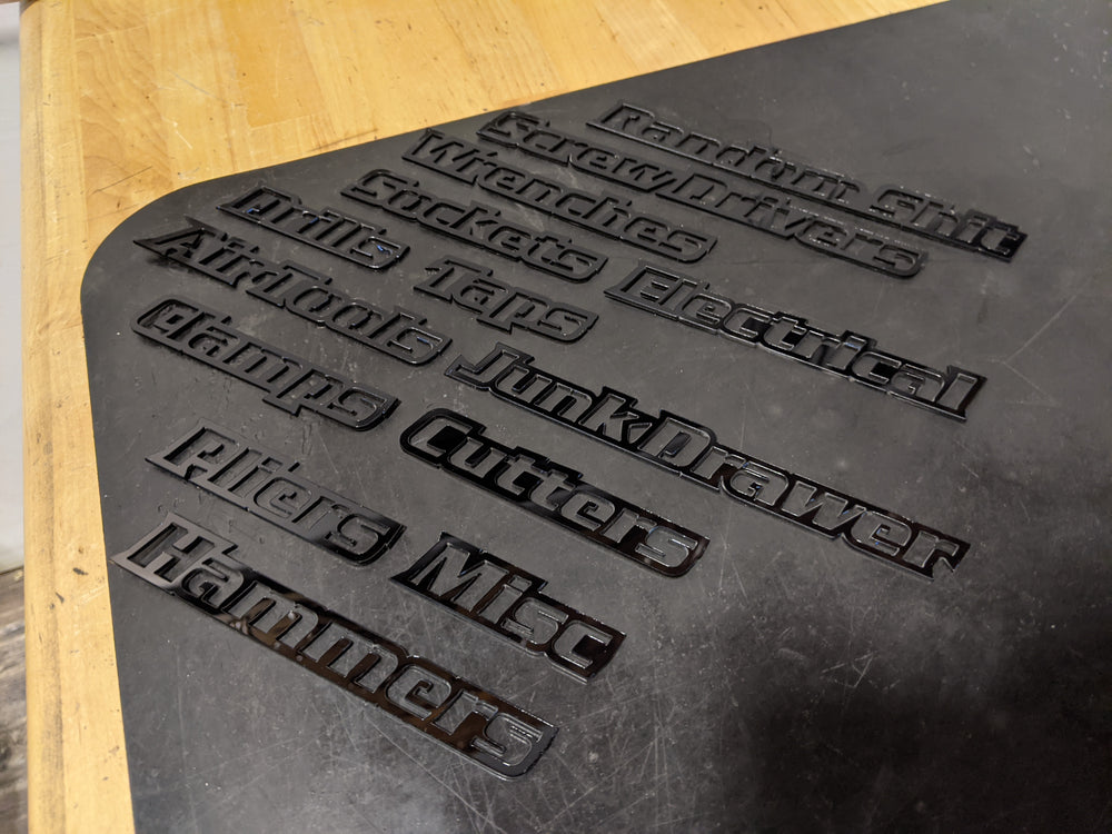 Custom Toolbox Drawer Emblems - 14 Piece Set As Shown - Black