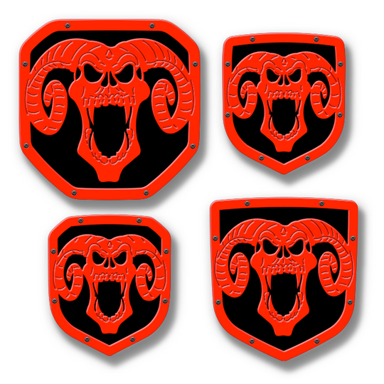 Custom Skull Shield Emblem - RAM® Trucks, Grille or Tailgate - Fits Multiple Models and Years