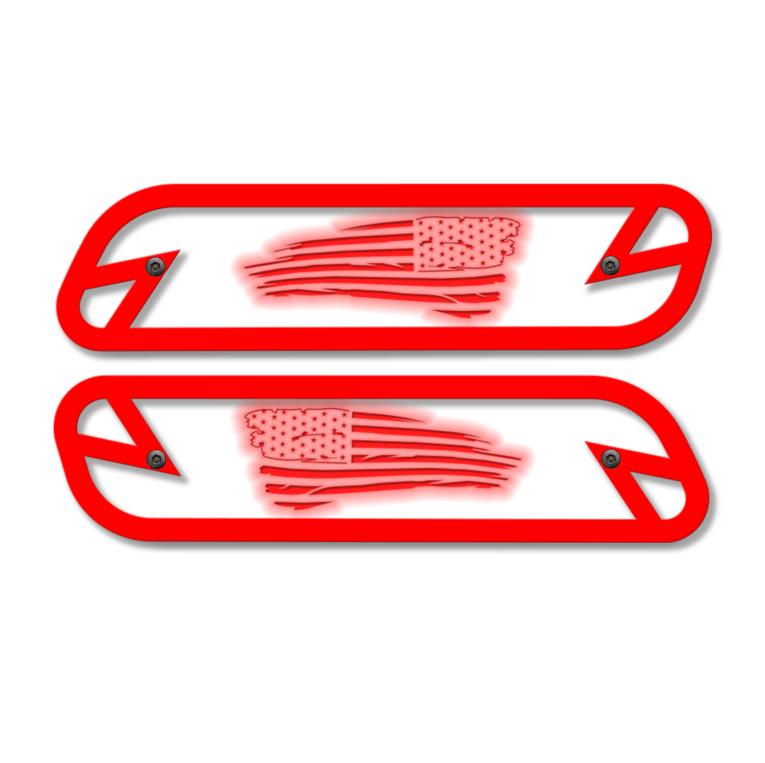 Tattered Flag Hood Emblem Replacements - Fits 2019-2023 Ram® 2500, 3500, 4500 - Fully Customizable, LED or Non-LED