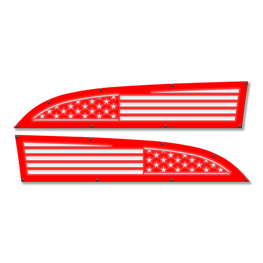 Full American Flag 11-16 Ford® Super Duty® Fender Badge Replacements - Fully Customizable, LED and Non-LED