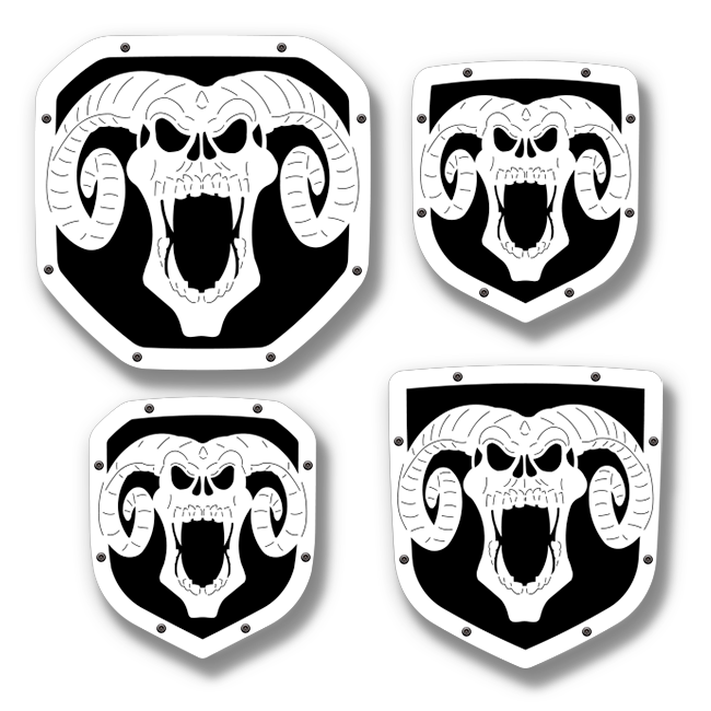 Custom Skull Shield Emblem - RAM® Trucks, Grille or Tailgate - Fits Multiple Models and Years