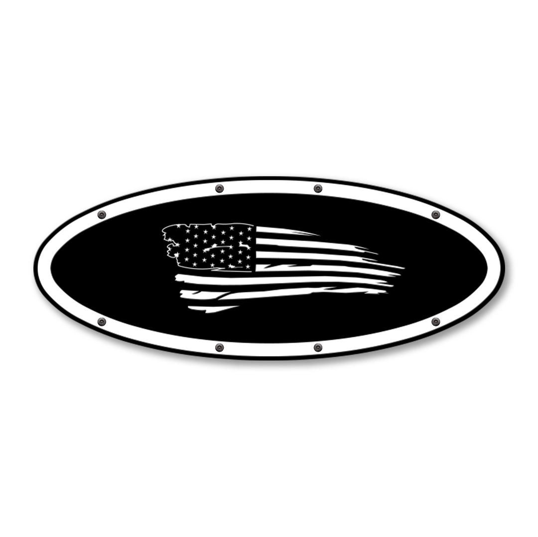 Tattered Flag Oval Replacement - Fits Multiple Ford® Trucks - Fully Customizable Colors