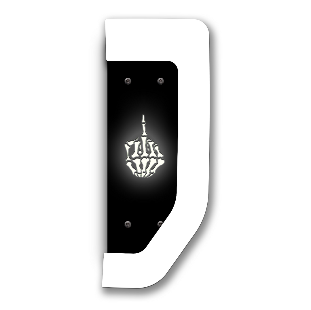 Skeleton Middle Finger 2017-2022 Ford® Super Duty® Fender Badge Replacement Set - Fully Customizable - LED and Non-LED