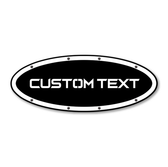 Custom Text Oval Replacement - Sharp - Fits Multiple Ford® Trucks - Fully Customizable Colors