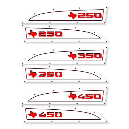 Texas 250, 350 or 450 11-16 Ford® Super Duty® Fender Badge Replacements - Fully Customizable, LED and Non-LED