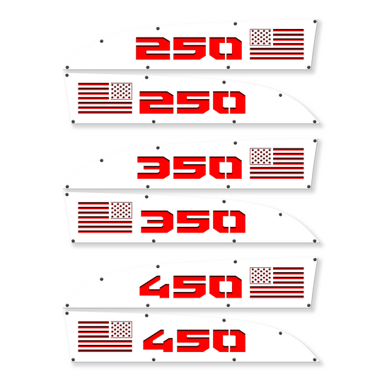 American Flag 250, 350, or 450 11-16 Ford® Super Duty® Fender Badge Replacements - Fully Customizable, LED and Non-LED