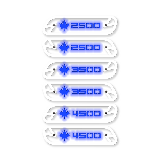 Emblèmes de capot de rechange Maple Leaf 2500/3500/4500 - Compatibles avec les modèles Ram® 2500, 3500, 4500 2019-2023 - Entièrement personnalisables, LED ou non LED