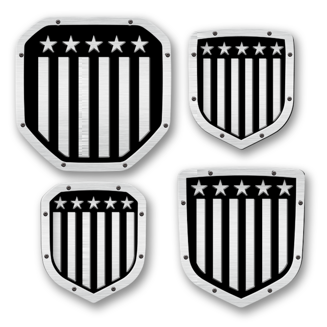 Vertical Flag Shield Emblem - RAM® Trucks, Grille or Tailgate - Fits Multiple Models and Years