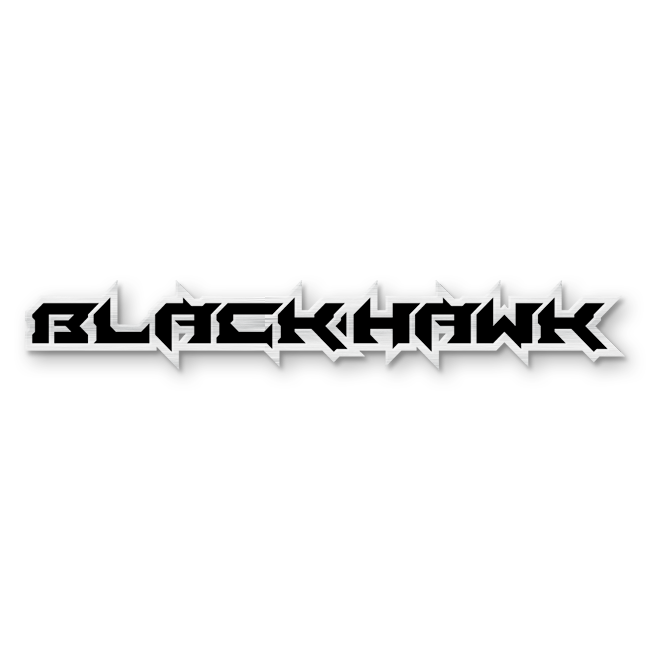 Custom Black Hawk Text Emblem - Powder Coated Aluminum - Choose Your Colors