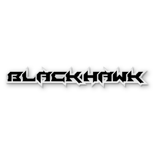 Custom Black Hawk Text Emblem - Powder Coated Aluminum - Choose Your Colors